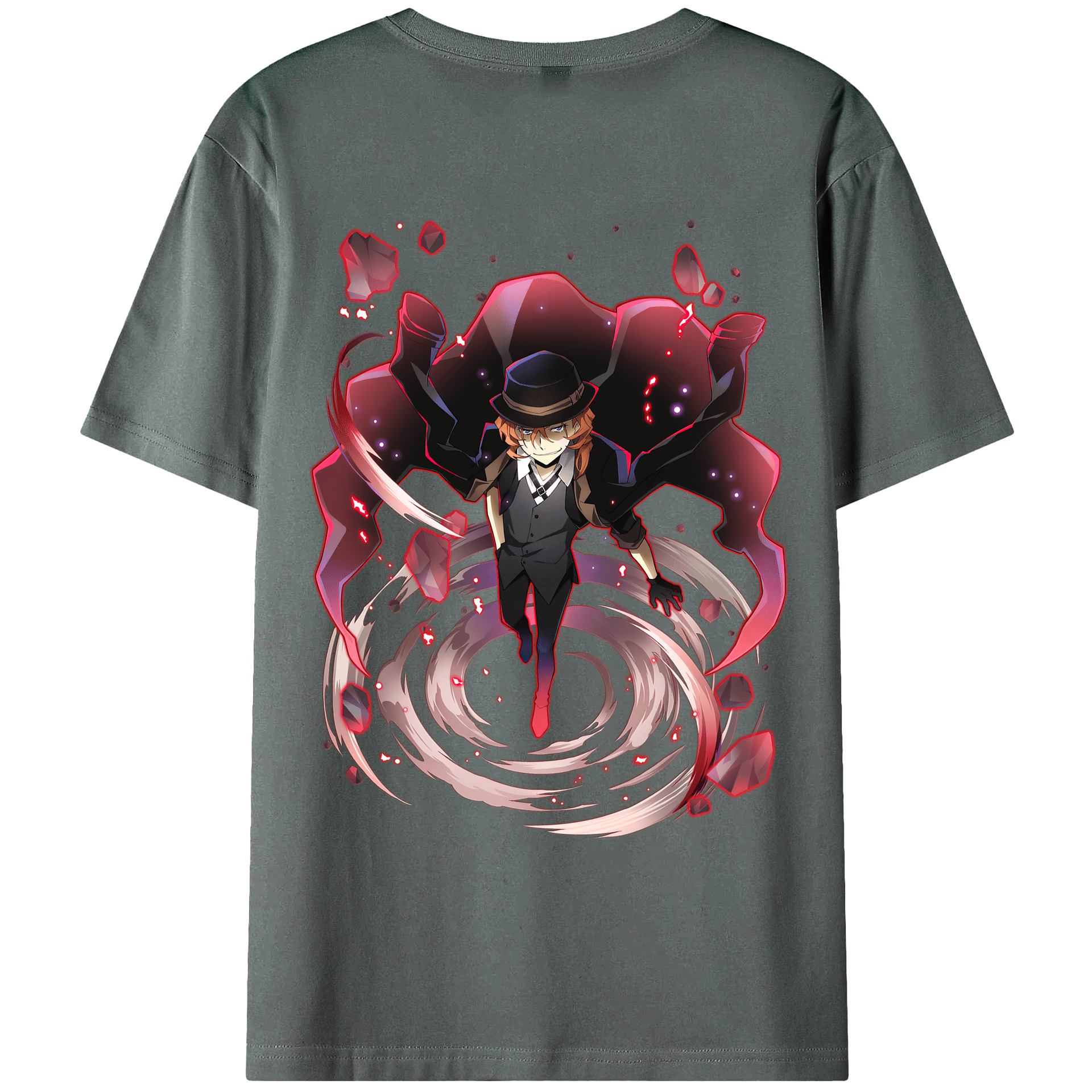 （画像用） 文豪ストレイドッグス Bungo Stray Dogs 綿100％ メンズ半袖Tシャツ（バックプリント） 通気性